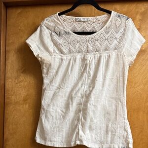 Prana White Lace Detail Blouse
